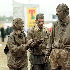 T in the Park Concert in Balado, Scotland July 1998 Festival goers covered in mud
