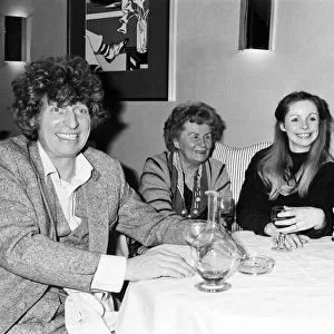 Tom Baker and his wife Lalla Ward at a restaurant in Chelsea with her parents