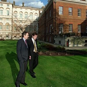 Tony Blair Prime Minister March 98 In the grounds of 10 Downing Street talking to