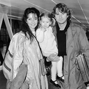 Trevor Eve Actor with wife Sharon and Daughter Alice leaving Heathrow September
