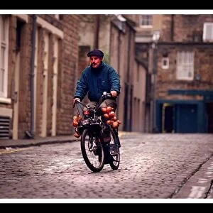 Trevor Walls May 1999 riding a Velo Solex motorcycle