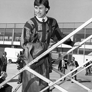 United captain Bryan Robson at the airport as Manchester United head to Turin for