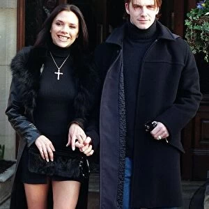 Victoria Adams ("Posh Spice") and David Beckham announce their engagement