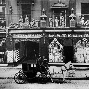 A view of the shop of W. Stewart, tea dealer, in Newcastle. c. 1900