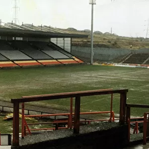 The water logged pitch at Firhill Stadium, home of Scottish club Partick Thistle