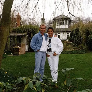 Wayne Dobson Magician with Wife Karen Dobson in rear garden of cottage Dbase