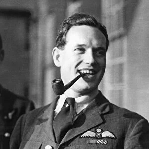 Wing Commander Guy Gibson photographed on returning from a heavy bomber raid on Berlin