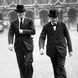 Winston Churchill British Prime Minister with Mr B Bracken MP attending an all night