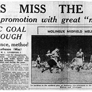Wolverhampton Wanderers. Reprint of an article from the Sports Argus, 31st May