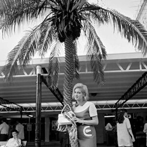 Woman on a visit to Hong Kong for a shopping trip November 1969 Z10523-004