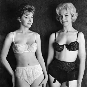Women wearing matching bra and knickers in opposite colours