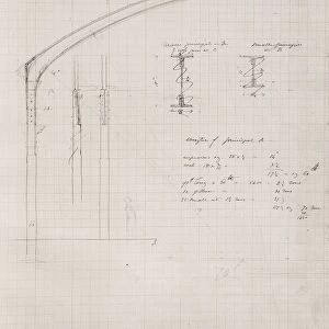 Isambard Kingdom Brunel sketch: roof span at Windsor Station, with calculations. c1849-51