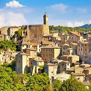Cityscape of Sorano old town, Tuscany, Italy