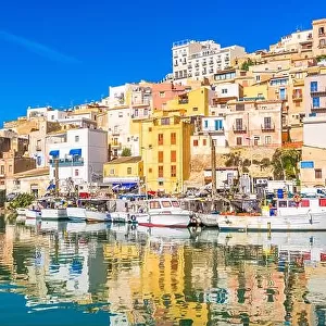 Sciacca, Sicily, Italy with water reflections at the port