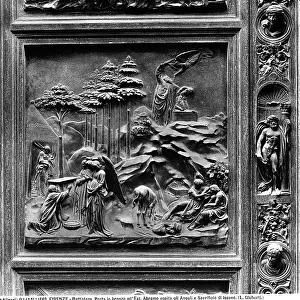 Abraham recieves the angels and the Sacrifice of Isaac, piece of the Doors of Paradise, Museo dell'Opera del Duomo, Florence