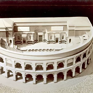 Architectural model of a roman theater with the typical hemicycle shape