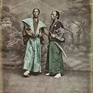Japanese men dressed in samurai and swords