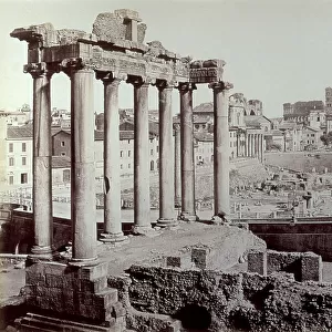 Panorama of the Foro Romano': in the foreground the remains of the Temple of Saturn
