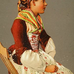 Portrait of a teenager in profile, in the traditional dress of the Ltschental valley