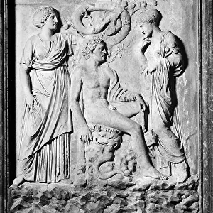 Roman relief depicting Hercules in the garden of the Hesperides; it is preserved in the Museum of Villa Albani, Rome