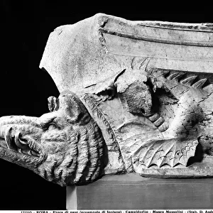 Roman sculpture depicting a ship's bow with the protome of a wild boar and a relief of the Hydra; it was once part of an ancient fountain, and now is in the Capitoline Museums, Rome