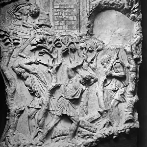 Roman soldiers building a road; plaster mold of the Trajan Column commissioned by Napoleon III in 1860. Now at the Museo della Civilt Romana, Rome
