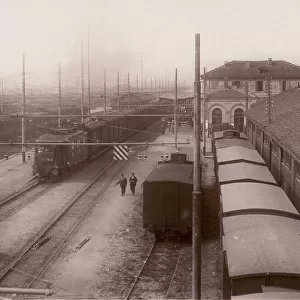 Trains on the tracks of Asti station