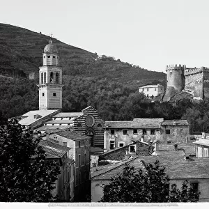 View of the castle and the church in Levanto