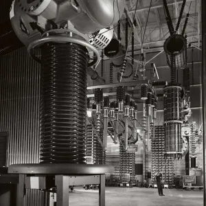 Two Engineers Working with Tuning Reactors Print Two Engineers Working with Tuning Reactors Print