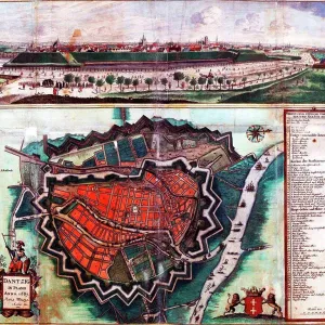 Map of Danzig Fortifications Print 1687 Map of Danzig Fortifications Print 1687