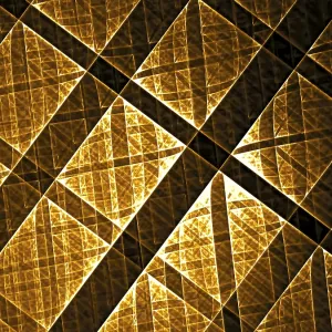 Abstract Technology Print - Golden Grid Background
