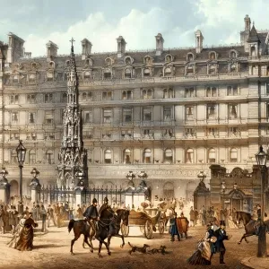 19th-Century Print of Charing Cross Railway Station Entrance 19th-Century Print of Charing Cross Railway Station Entrance