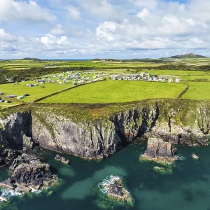Cliffs and Fields over Porthclais Print, St Davids, Wales UK