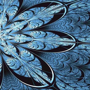 Fractal Flower Print - Blue Mosaic Design Fractal Flower Print - Blue Mosaic Design