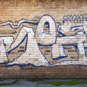 Graffiti Print on Brick Wall Graffiti Print on Brick Wall
