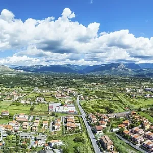 Panorama of Scalea from a Drone Print, Italy