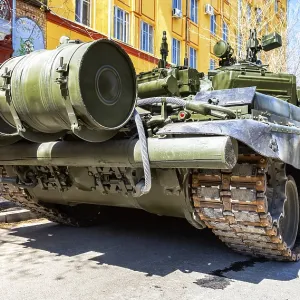 Samara, Russia - May 5 Print: T-72B3M Tank in Green Colors