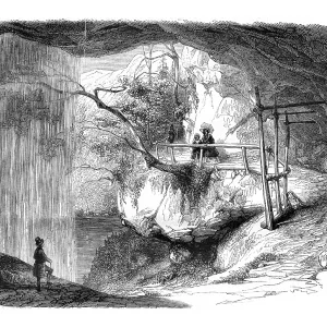 Vintage Print of Giessbach Waterfall, 1846 Vintage Print of Giessbach Waterfall, 1846