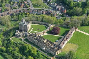 Prints of Bolsover Castle, a seventeenth century country house built over the remains of a tower keep castle on the site of a motte and bailey castle, Derbyshire, 2025 Aerial Views of England - Landscapes, Cities and Heritage from Above: Bolsover Castle Print, 17th-century country house
