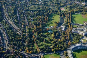 Prints of Cannon Hill Park, a late 19th century public park, Birmingham, 2024 Aerial Views of England - Landscapes, Cities and Heritage from Above: Cannon Hill Park Print - Late 19th century public park in Birmingham