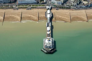 Prints of Eastbourne Pier, Eastbourne, East Sussex, 2024 Aerial Views of England - Landscapes, Cities and Heritage from Above: Eastbourne Pier Print (Flight) 2024
