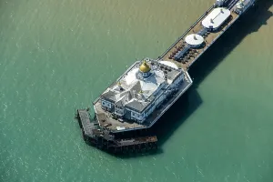 Prints of Eastbourne Pier, Eastbourne, East Sussex, 2024 Aerial Views of England - Landscapes, Cities and Heritage from Above: Eastbourne Pier Print (Flight) 2024