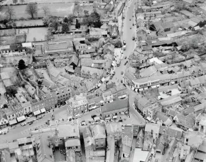 Prints of The Market Square, Leighton Buzzard, Bedfrodshire. Photographed in 1938 by Aerofilms Ltd England from the Air - Landscapes, Cities and Heritage: Leighton Buzzard Market Square Print, 1938