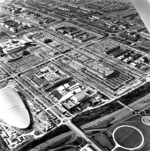 Prints of Milton Keynes, Buckinghamshire. One of the key features of Milton Keynes urban layout is the distinctive grid pattern of its main transport routes England from the Air - Landscapes, Cities and Heritage: Milton Keynes Grid Pattern Print