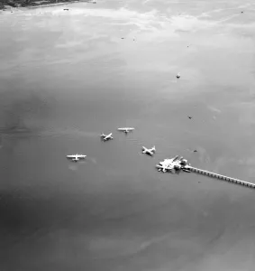 Print of a flying boat berth at Southampton Water