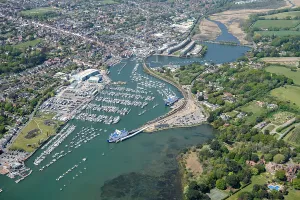 Prints of Lymington Ferry Terminal, Hampshire, 2025 Aerial Views of England - Landscapes, Cities and Heritage from Above: Lymington Ferry Terminal Print
