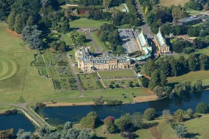Prints of Welbeck Abbey, a country house with attached picture gallery, chapel and library, Nottinghamshire, 2024 Aerial Views of England - Landscapes, Cities and Heritage from Above: Welbeck Abbey Print, Nottinghamshire Country House