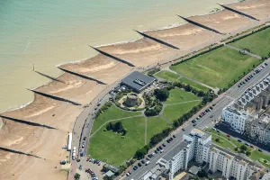 Prints of The Wish Tower, Martello Tower No 73, Eastbourne, East Sussex, 2024 Aerial Views of England - Landscapes, Cities and Heritage from Above: Wish Tower Print, Eastbourne Martello Tower