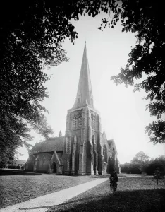 Victorian Architecture - Buildings, Streets and Landmarks: Print of Holy Trinity Church exterior from the north-west