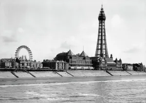 Blackpool Print: A View of the Tower and North Pier